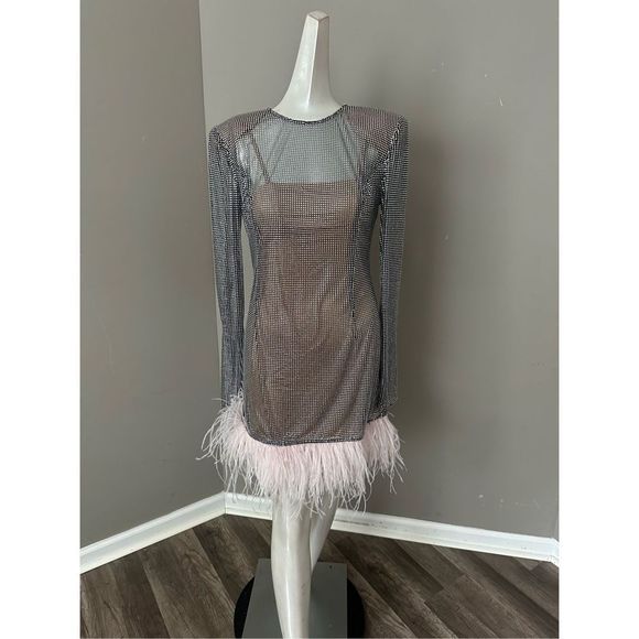 Bronx and Banco Webb Feather-Trim Cocktail Dress US 4 $1200 - Picture 7 of 16